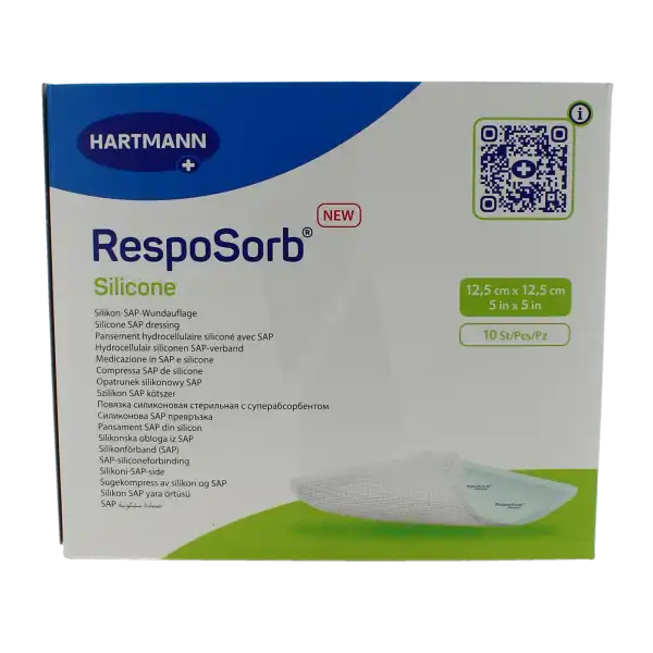 Resposorb Silicone Pansements Super Absorbant 12.5x12.5cm Étui/10