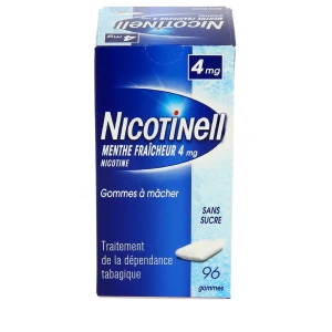 Nicotinell Menthe Fraicheur 4 Mg Sans Sucre, Gomme à Mâcher Médicamenteuse