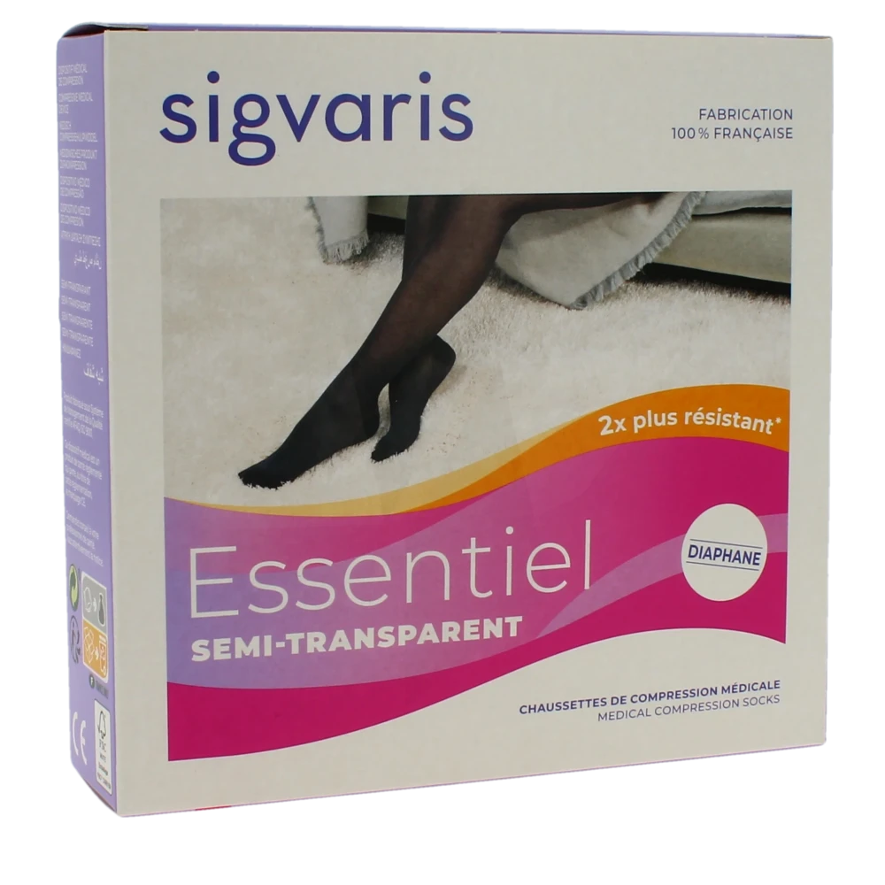 Sigvaris Essentiel Diaphane Semi-transparent Chaussette Morpho+ Classe 2 Femme Dune Normal M