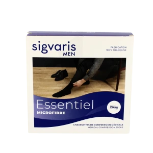 Sigvaris Essentiel Microfibre Chaussettes Po Homme Classe 2 Noir Medium Long