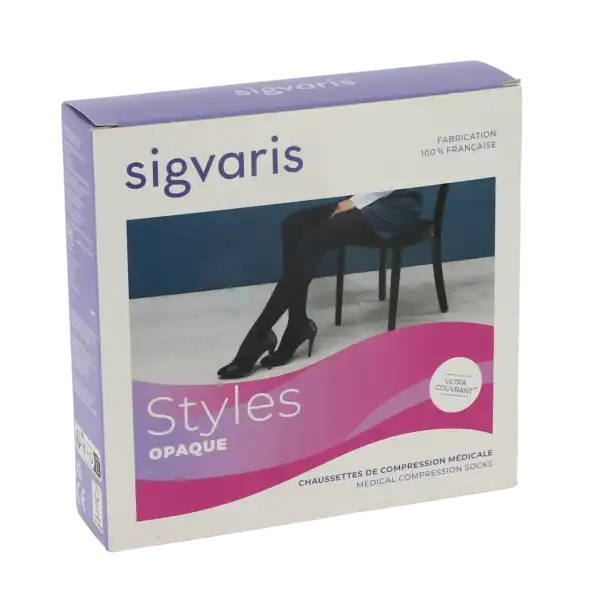 Sigvaris Styles Opaque Chaussettes  Femme Classe 2 Noir Large Normal