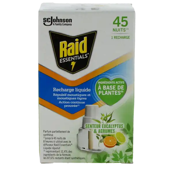 Raid - Recharge Diffuseur Electrique Liquide Répulsif Moustiques - Eucalyptus Et Agrumes - 32ml