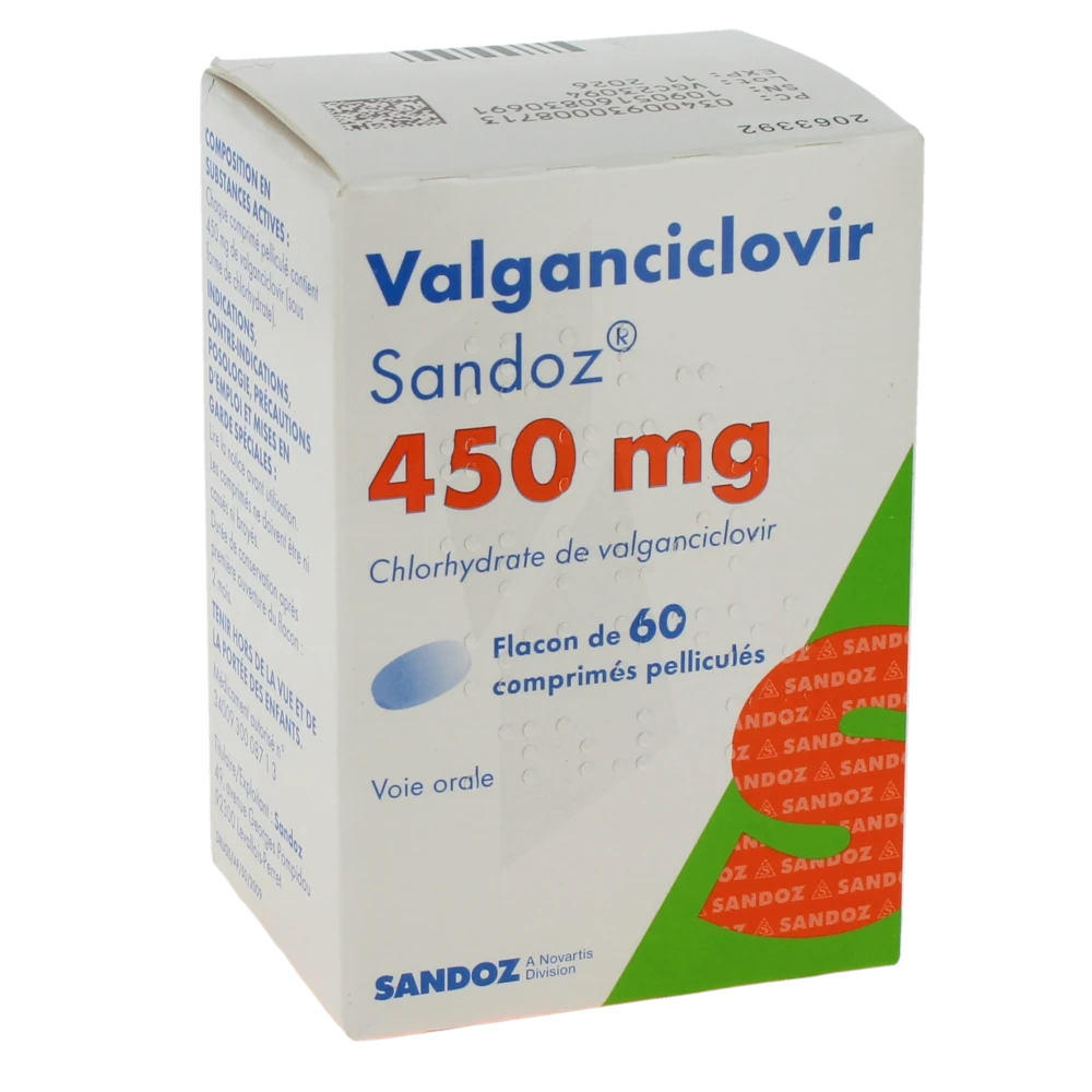 Valganciclovir Sandoz 450 Mg, Comprimé Pelliculé