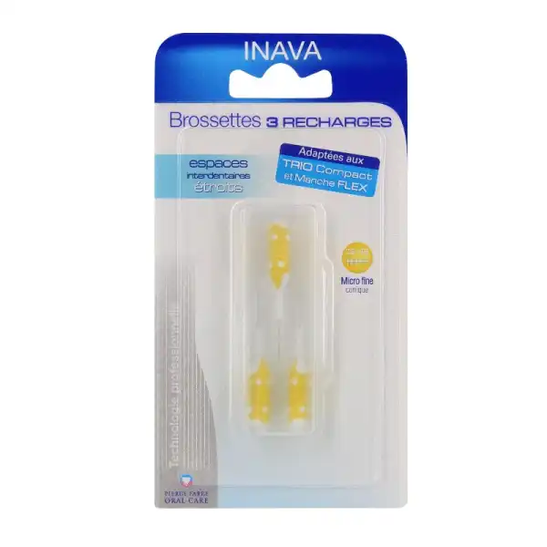 Inava - Recharges Brossettes Interdentaires 1,9mm Jaune, 3 Recharges