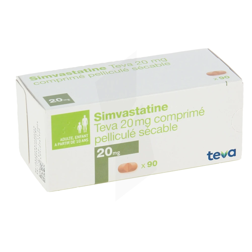 Simvastatine Teva 20 Mg, Comprimé Pelliculé Sécable