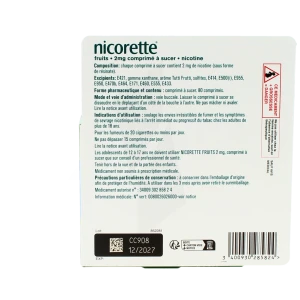 Nicorette Fruits 2 Mg, Comprimé à Sucer