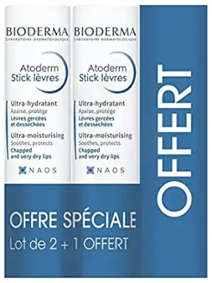 Bioderma Atoderm Stick Lèvres 3sticks/4g à AUBEVOYE