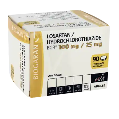 Losartan/hydrochlorothiazide Bgr 100 Mg/25 Mg, Comprimé Pelliculé à SAINT-PRIEST