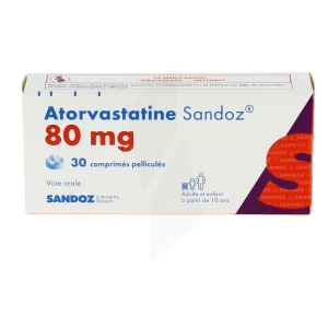 Atorvastatine Sandoz 80 Mg, Comprimé Pelliculé Sécable