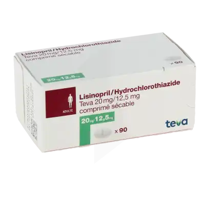 Lisinopril/hydrochlorothiazide Teva 20 Mg/12,5 Mg, Comprimé Sécable à DIJON