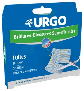 Urgo Brûlures - Blessures Superficielles Tulles Grand Format 8x8cm B/4
