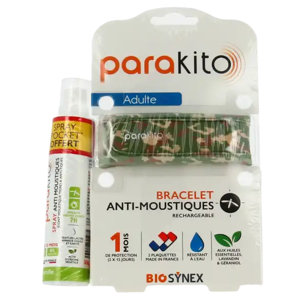 Parakito Bracelet Anti-moustique Adulte Camouflage +spray Offert 30ml