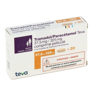 Tramadol/paracetamol Teva 37.5 Mg/325 Mg, Comprimé Pelliculé