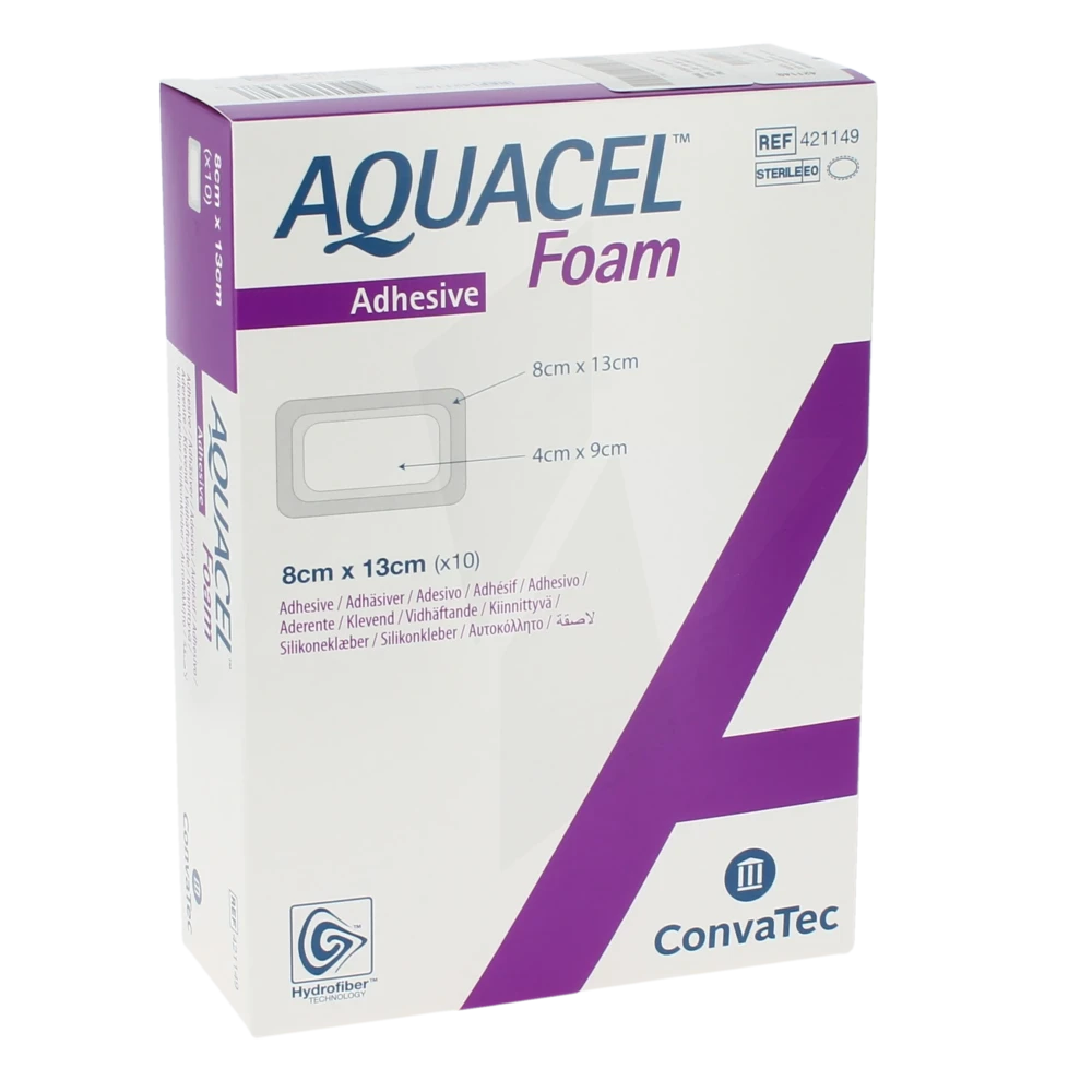 Aquacel Foam Pansement Hydrocellulaire AdhÉsif StÉrile 8x13cm B/10