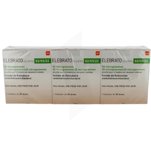 Elebrato Ellipta 92 Microgrammes/55 Microgrammes/22 Microgrammes, Poudre Pour Inhalation En Récipient Unidose