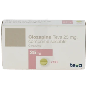 Clozapine Teva 25 Mg, Comprimé Sécable