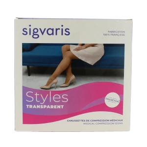 Sigvaris Styles Divin Eclat Transparent Chaussette Classe 2 Femme Beige 110 Normal Xl