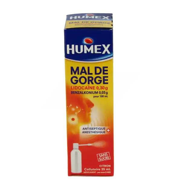 Humex Mal De Gorge Lidocaine/benzalkonium 0,30 G/0,03 G Pour 100 Ml, Collutoire, Flacon Pressurisé