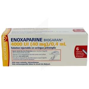 Enoxaparine Biogaran 4000 Ui (40 Mg)/0,4 Ml, Solution Injectable En Seringue Préremplie