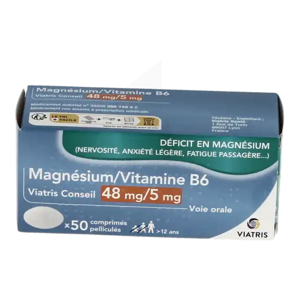 Magnesium/vitamine B6 Viatris Conseil 48 Mg/5 Mg, Comprimé Pelliculé