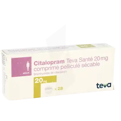 Citalopram Teva Sante 20 Mg, Comprimé Pelliculé Sécable à VILLERS-LE-LAC