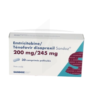 Emtricitabine/tenofovir Disoproxil Sandoz 200 Mg/245 Mg, Comprimé Pelliculé