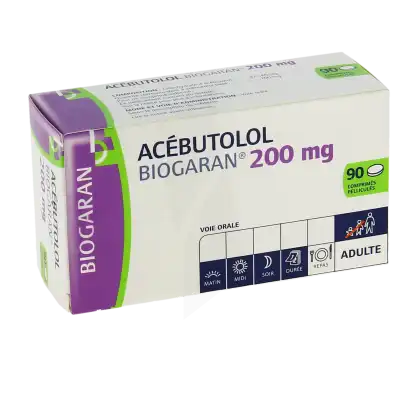 Acebutolol Biogaran 200 Mg, Comprimé Pelliculé à CHAMPAGNOLE