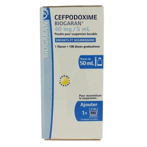 Cefpodoxime Biogaran Enfants Et Nourrissons 40 Mg/5 Ml, Poudre Pour Suspension Buvable