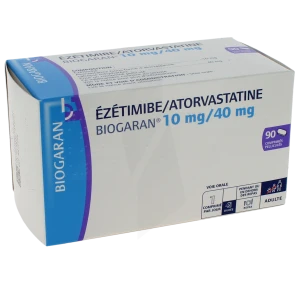 Ezetimibe/atorvastatine Biogaran 10 Mg/40 Mg Cpr Pell Plq/90