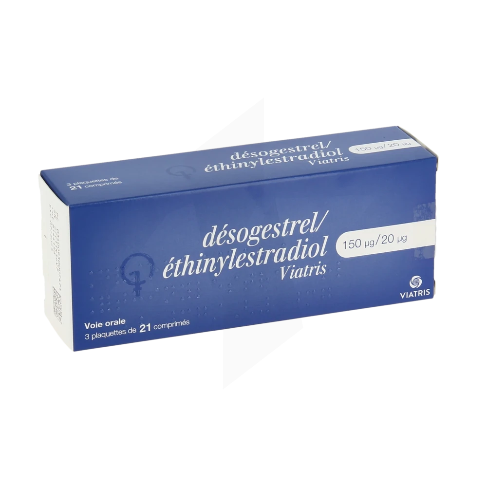 Desogestrel/ethinylestradiol Viatris 150 Microgrammes/20 Microgrammes, Comprimé