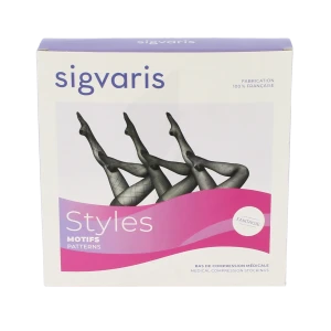 Sigvaris Styles Motifs Carreaux Collant Classe 2 Femme Noir Long M