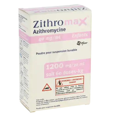 Zithromax 40 Mg/ml Enfants, Poudre Pour Suspension Buvable à LA CRAU