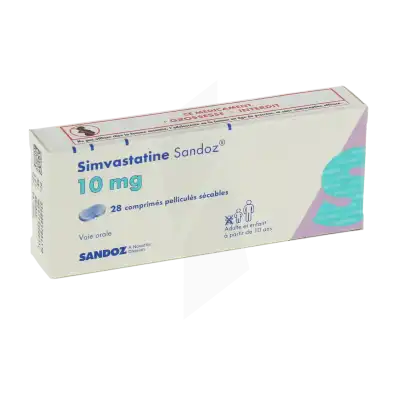 Simvastatine Sandoz 10 Mg, Comprimé Pelliculé Sécable à LE LAVANDOU