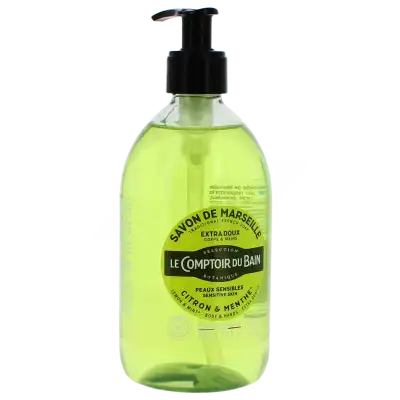 Le Comptoir Du Bain Savon Liquide De Marseille Surgras Citron Menthe Flacon Pompe De 500 Ml à SAINT-SAENS