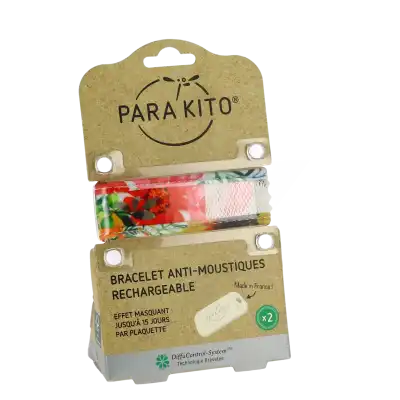 Parakito Graffic Bracelet Répulsif Anti-moustique Flowery B/2