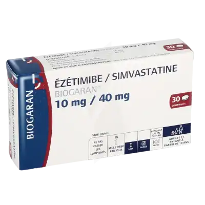Ezetimibe/simvastatine Biogaran 10 Mg/40 Mg, Comprimé à Chelles