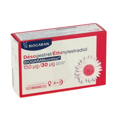 Desogestrel/ethinylestradiol Biogarancontinu 150 Microgrammes/30 Microgrammes, Comprimé Pelliculé à Ris-Orangis