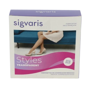 Sigvaris Styles Transparent Chaussettes  Femme Classe 2 Beige 120 Medium Long