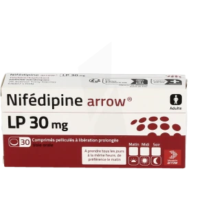 Nifedipine Arrow L.p. 30 Mg, Comprimé Pelliculé à Libération Prolongée