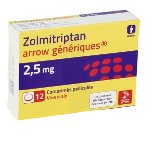 Zolmitriptan Arrow Generiques 2,5 Mg, Comprimé Pelliculé