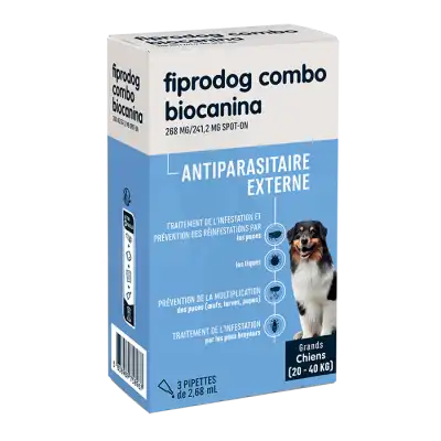 FIPRODOG COMBO 268 mg/241,2 mg Solution pour spot-on grand chien 3Pipettes/0,5ml