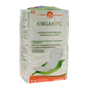 Organyc Serviette Périodique Maternité Coton Bio Premiers Jours Sachet De 12