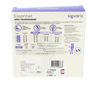 Sigvaris Essentiel Diaphane Semi-transparent Chaussette Classe 2 Femme Epice Long M