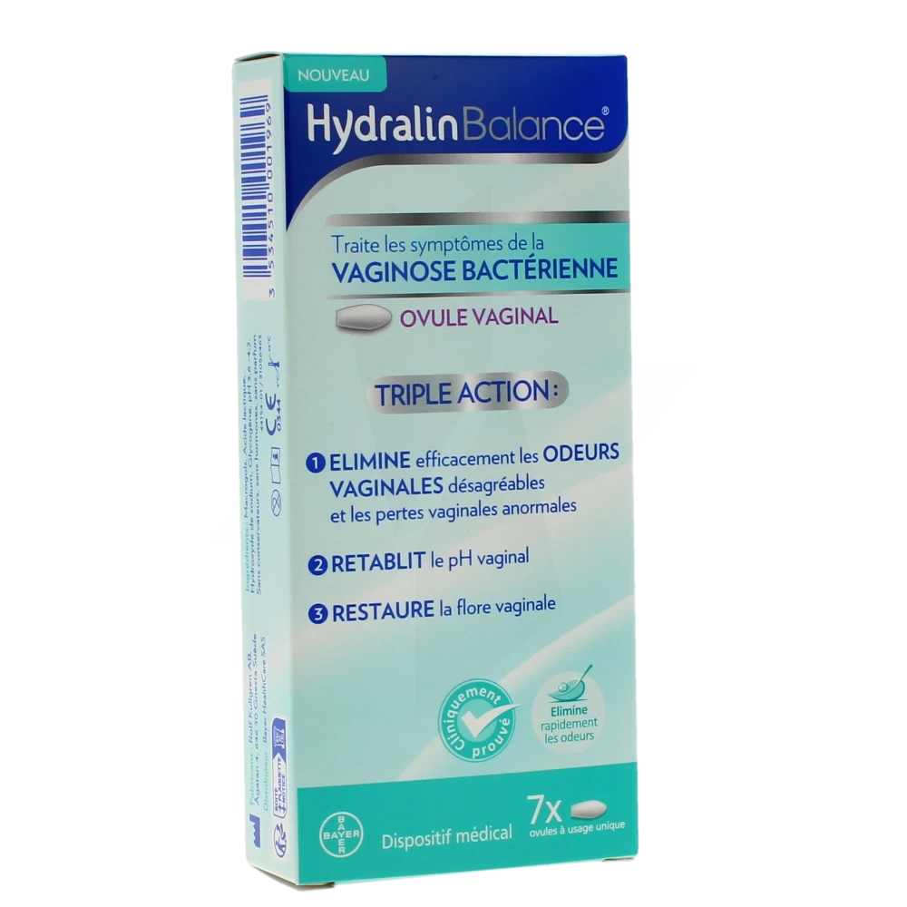 Hydralin Balance Ov Vaginal Triple Action Vaginose Bactérienne Boîte De 7