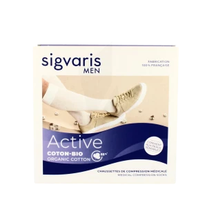 Sigvaris Active Coton Bio 55% Chaussette Classe 2 Homme Noir Long M