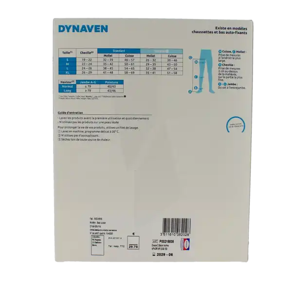 Sigvaris Dynaven Semi-opaque Fin Bas Auto-fixants Classe 2 Homme Noir Long L