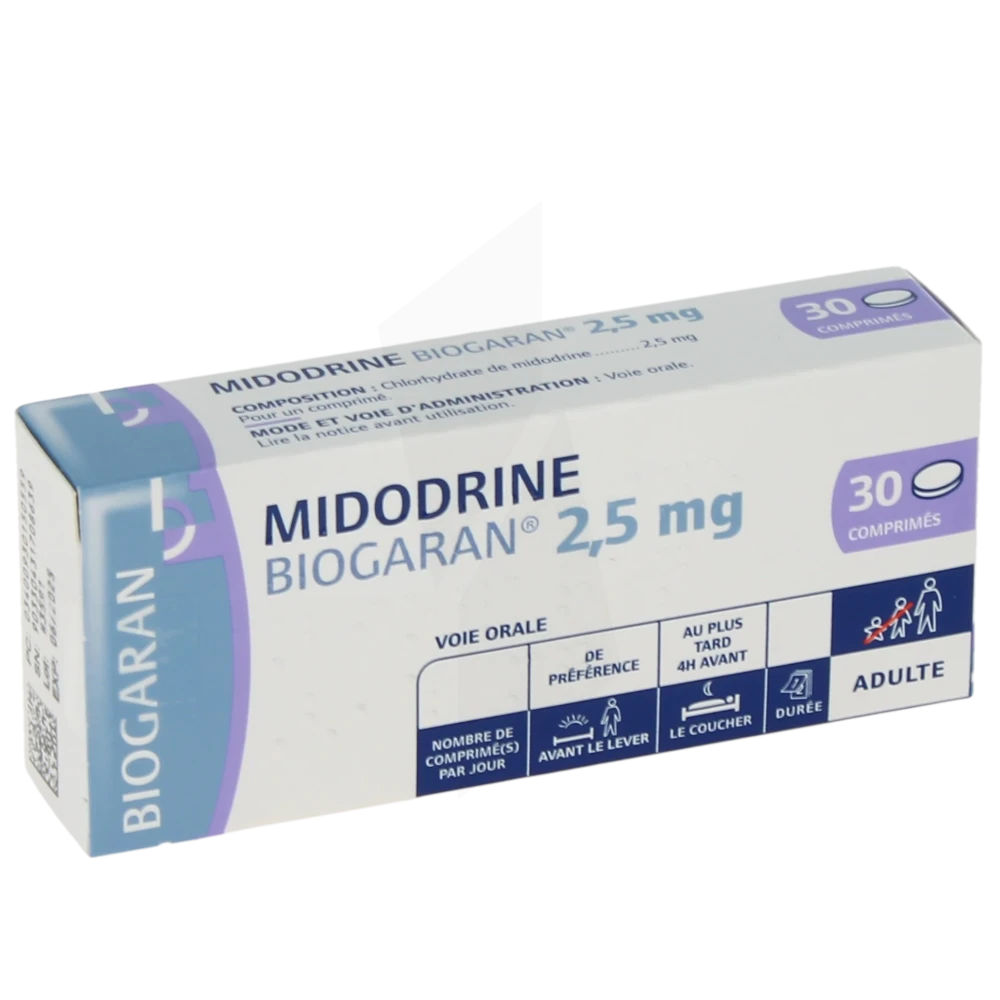 Midodrine Biogaran 2,5 Mg, Comprimé