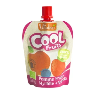 Vitabio Cool Fruits Compote Pomme Fraise Myrtille Gourde/90g