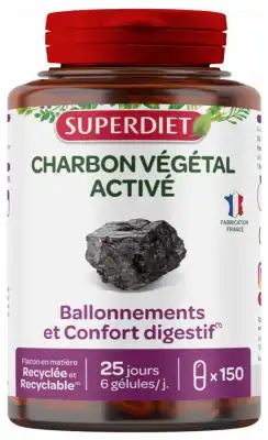 Superdiet Charbon Végétal Activé Gélules Pot/150 à Saint-Sébastien-sur-Loire