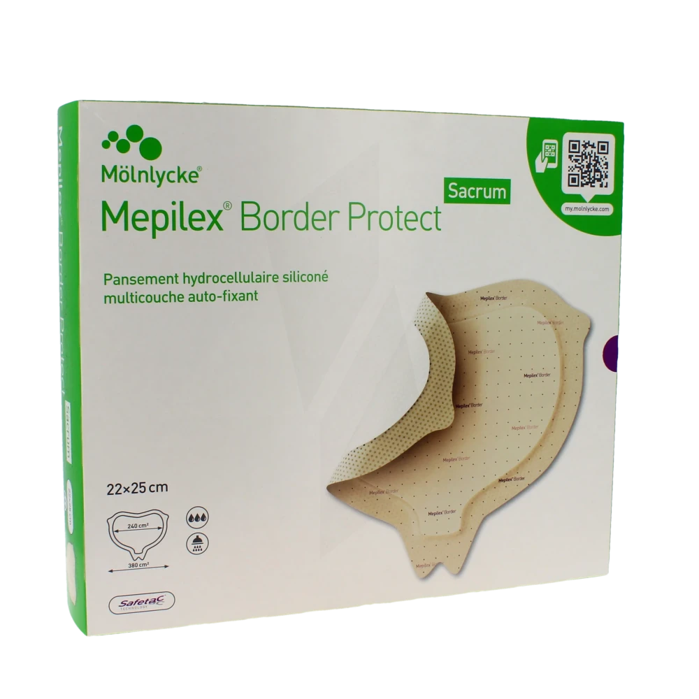 Mepilex Border Sacrum Protect Pansement Hydrocellulaire Siliconé 22x25 Cm Boîte De 10